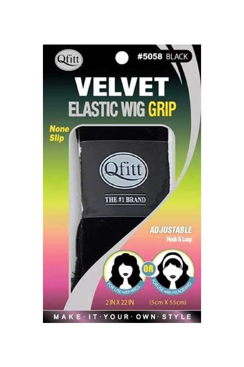 Qfitt velvet elastic wig grip 2”. Black. #5058
