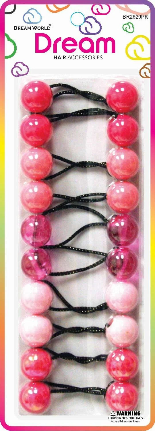 DREAM Ponytail holders 20MM 10PC Pink ASST. BR2620pk