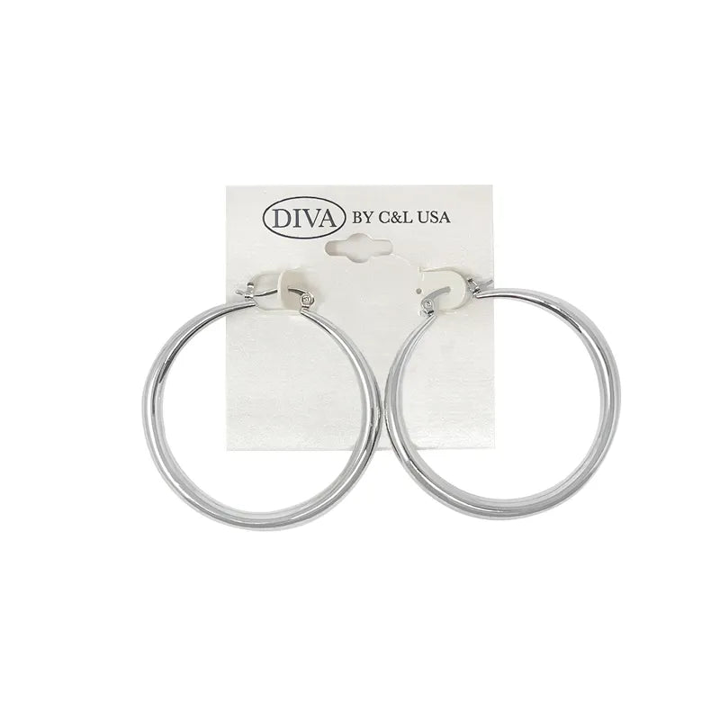 C& L hollow hoop earring. Silver. RH140S