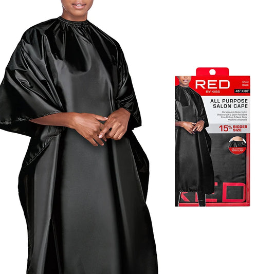 Red by Kiss all purpose salon cape. Black/ nylon. SA03