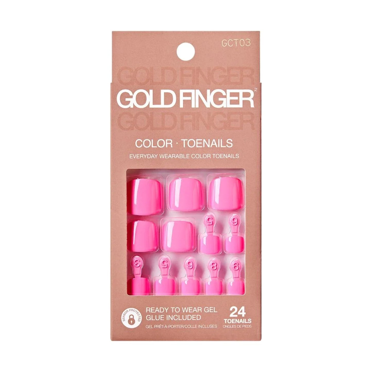 Gold Finger solid colors toenails. 24 toenails. GCT03