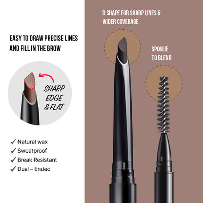 KISS Line & fill brow pencil granite. KLE01