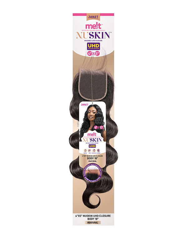 JANET COLLECTION 4"X5"NUSKIN UHD LACE CLOSURE. NATURAL