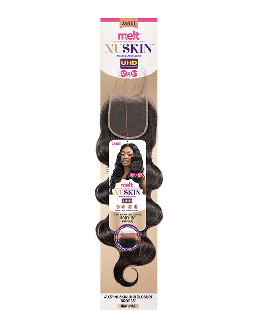 JANET COLLECTION 4"X5"NUSKIN UHD LACE CLOSURE. NATURAL