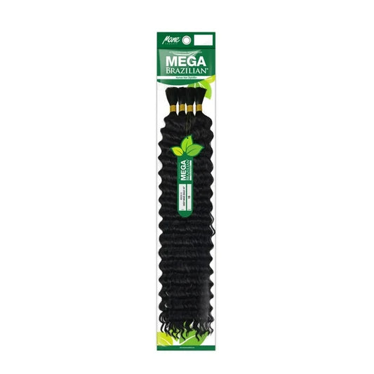 Mane Concept Mega Brazilian Human Hair Blend Micro Braiding Hair Extension - DEEP WAVE BULK 18"