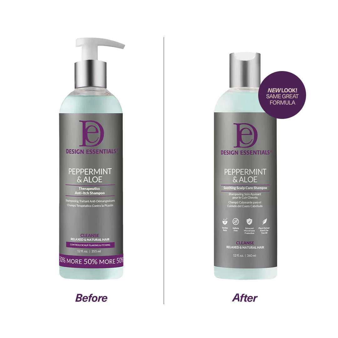 Design essentials peppermint & aloe soothing scalp care shampoo. 12oz