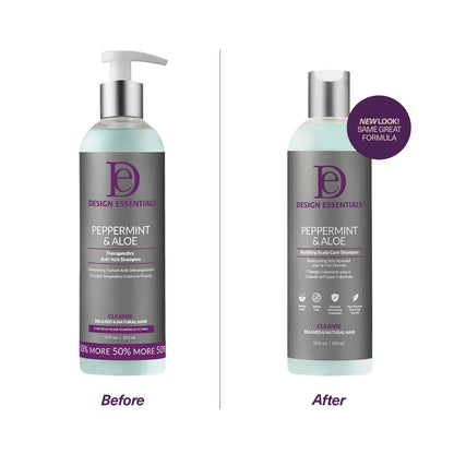 Design essentials peppermint & aloe soothing scalp care shampoo. 12oz
