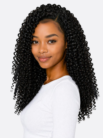 Vivace by Kiss Trenity Invisible feather crochet hair. BURMESE CURL 18”