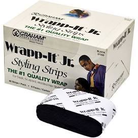 GRAHAM BEAUTY WRAP-IT JR. STYLING STRIPS. Black. 40 strips