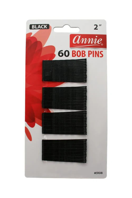 Annie 3108 BOB PINS 60 BLACK 2". 60CT