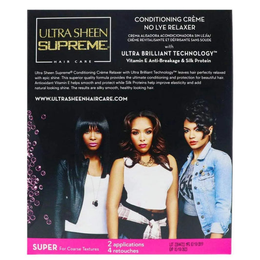 Ultra Sheen Supreme No Lye Relaxer Conditioning Hair Creme, 2 Kit Value Pack