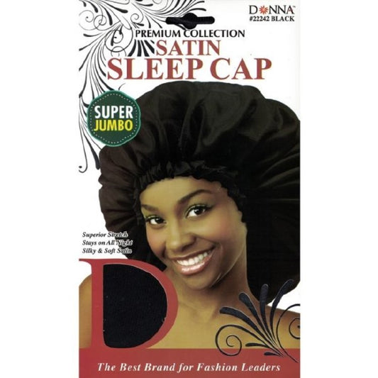 Donna silky satin sleep cap. Super jumbo #22242 black