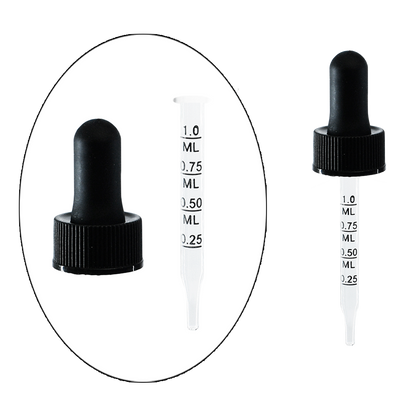 1 oz. Clear Boston Round with Large Bulb Graduated Black Glass Dropper (20/400) (V23) (V15)