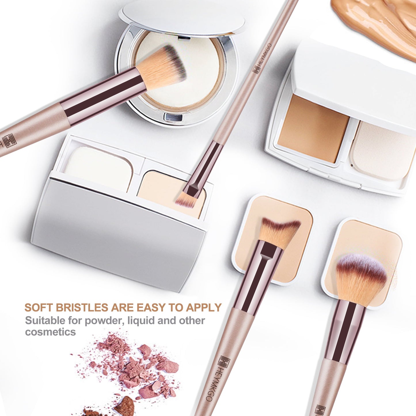15PCS Champagne Gold Professional Makeup Brush Set