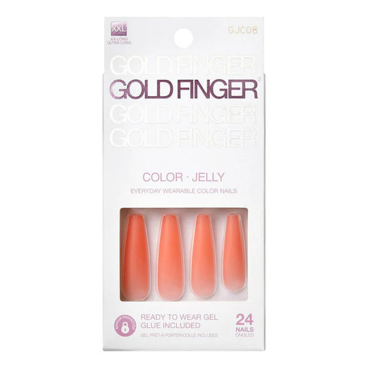 Gold finger color jelly nails. 24 nails. GJC08