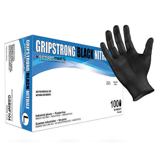 GripStrong Semper Black Nitrile Gloves