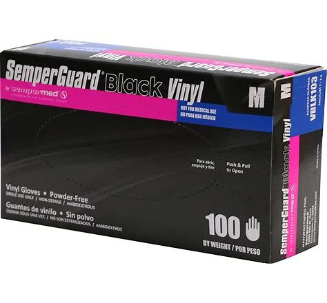 Semperguard Powder Free Black Vinyl Gloves