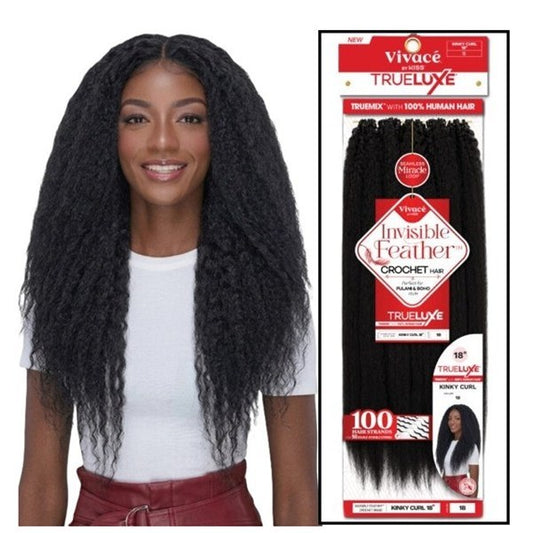 Vivace by Kiss TRUELUXE INVISIBLE FEATHER CROCHET KINKY CURL HAIR. 18"